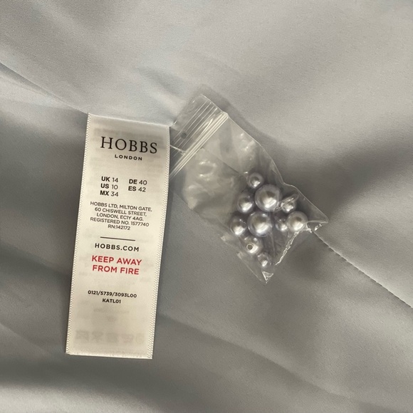 HOBBS LONDON Marcella Embellished Neck Dress-Blue - Picture 14 of 15